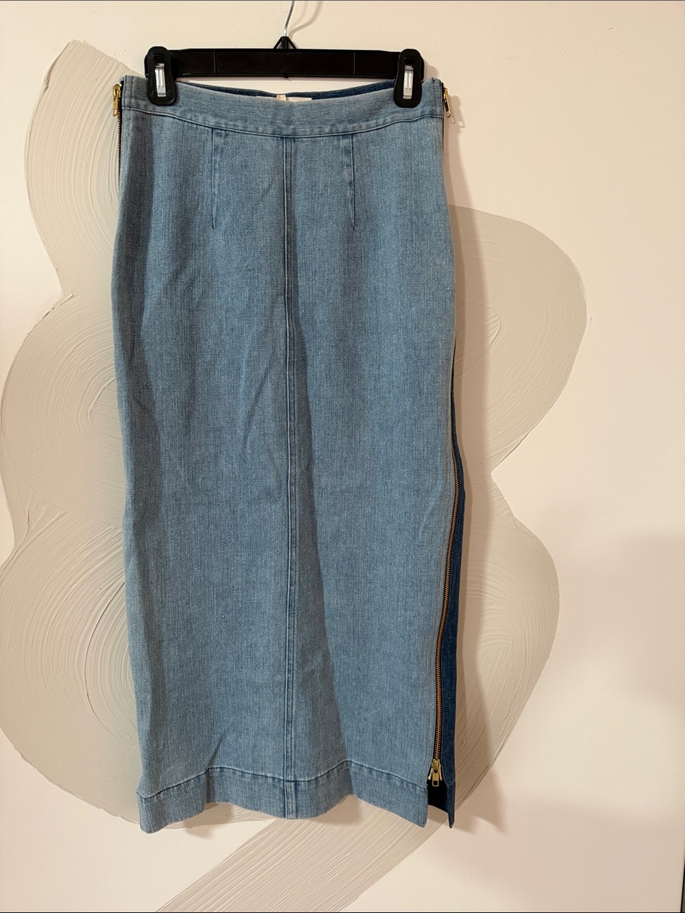 Mara Hoffman Light Blue Denim Pencil Skirt with Side Zip Size 4